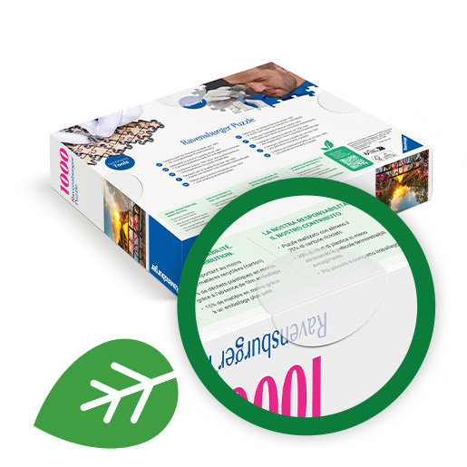 Packaging mit kleinen Aufklebern zum Verschließen der Schachtel